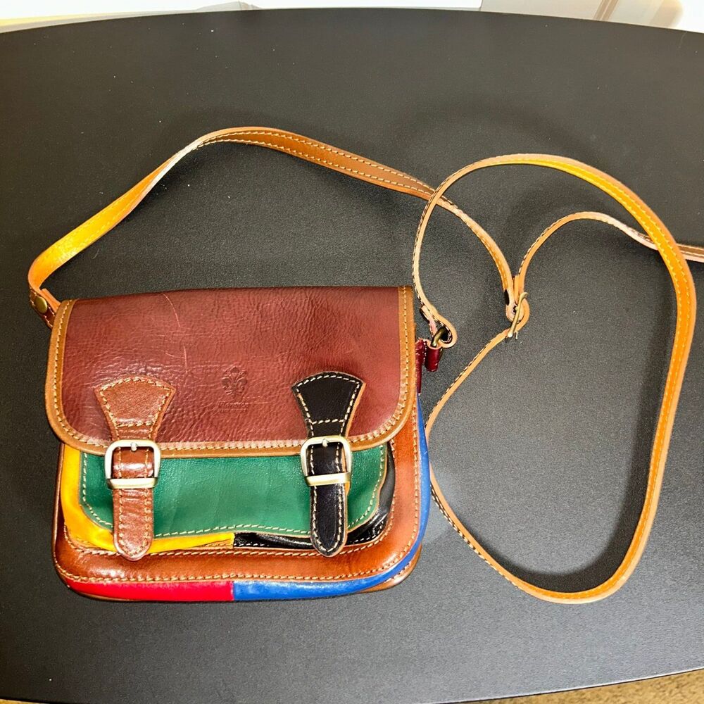 Al Prodotto Italiano Florence Italian Leather Multi-patchwork Crossbody Bag